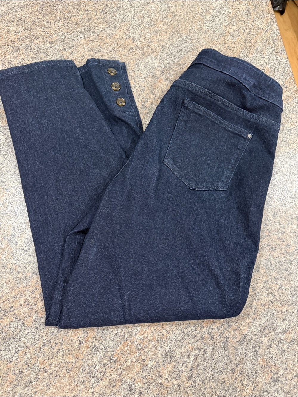 Chico's Dark Blue Ankle-Length Stretch Jeans with Side Buttons size 1.5 (10) - Picture 6 of 7